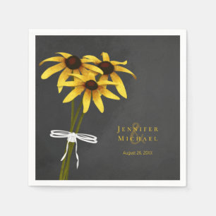 Rudbeckia Black Mit Augen Susan Blume gebunden an Serviette