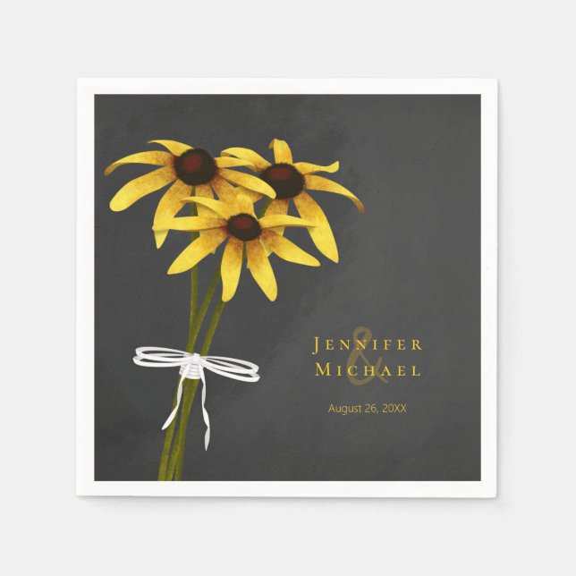 Rudbeckia Black Mit Augen Susan Blume gebunden an  Serviette (Vorderseite)