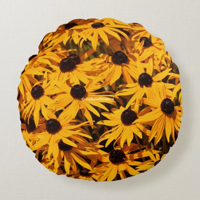 Rudbeckia Fulgida / Orangenblume Rundes Kissen (Vorderseite)