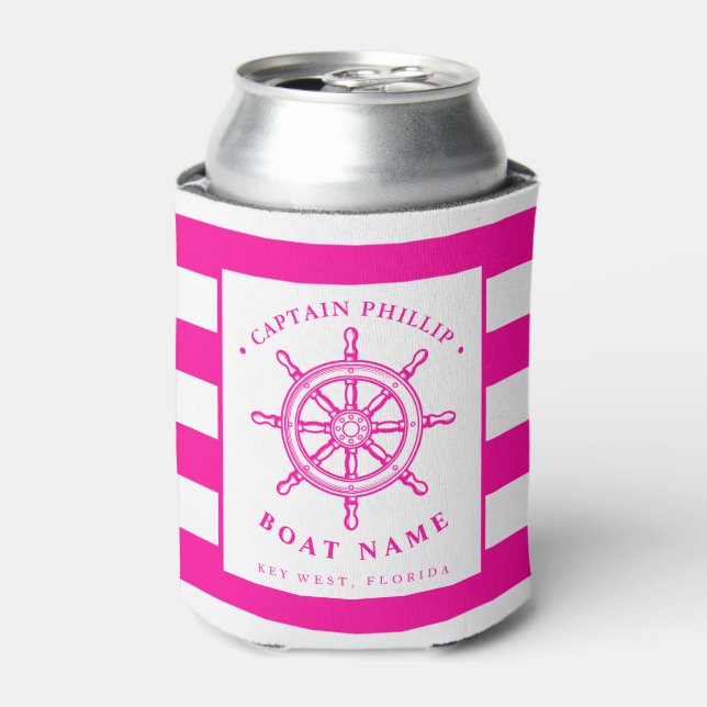 Rudderrad des Schiffskapitän Hot Pink Dosenkühler (Kanne Vorderseite)