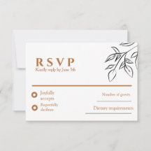 Ruddy Brown Old Money Hochzeit RSVP Karte