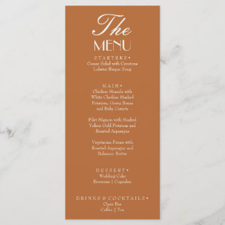 Ruddy Brown Old Money Wedding Menu Card