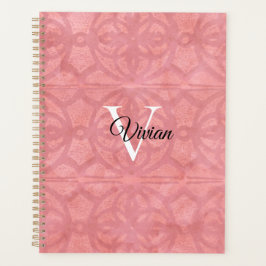 Ruddy Pink Batik Elegant Monogram Name Planer