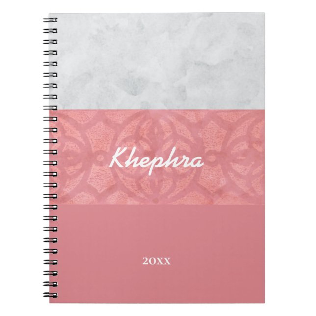 Ruddy Pink Batik Grau Name und Jahr nicht Notizblock (Vorderseite)