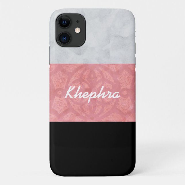 Ruddy Pink Batik Grau Wasserfarbe und Name Case-Mate iPhone Hülle (Rückseite)