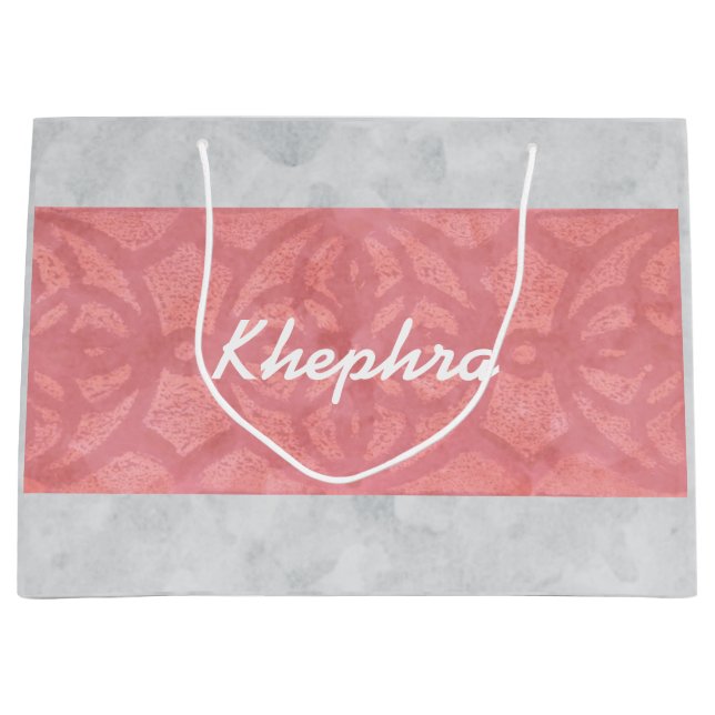 Ruddy Pink Batik Gray Name Große Geschenktüte (Vorderseite)