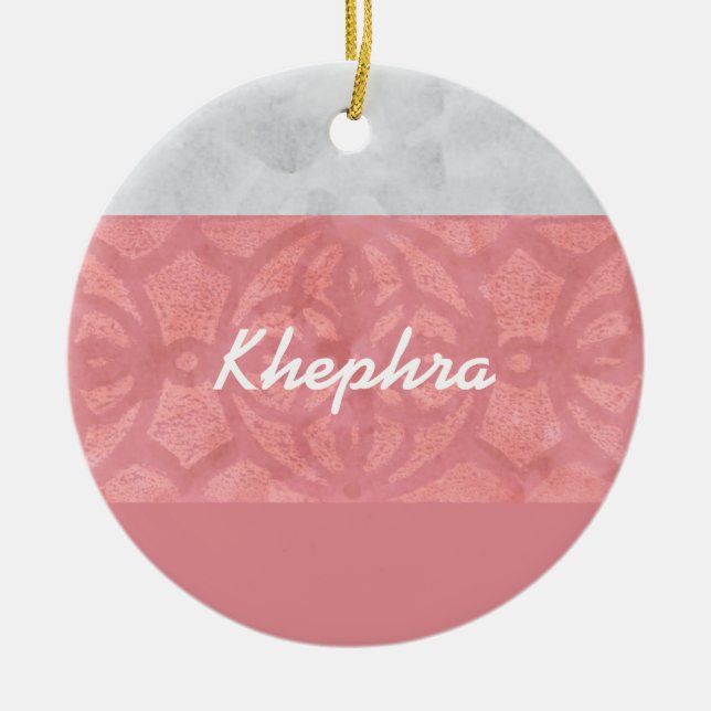 Ruddy Pink Batik Gray Name Keramik Ornament (Vorne)