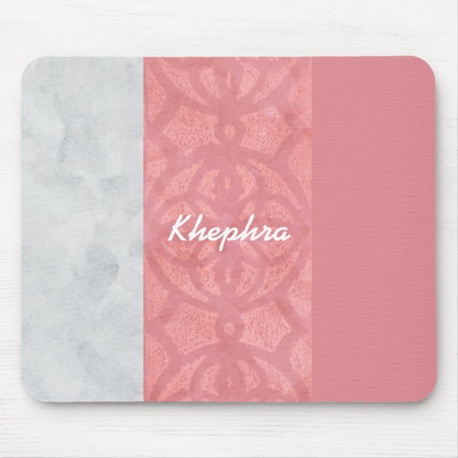 Ruddy Pink Batik Gray Name Mousepad (Vorne)