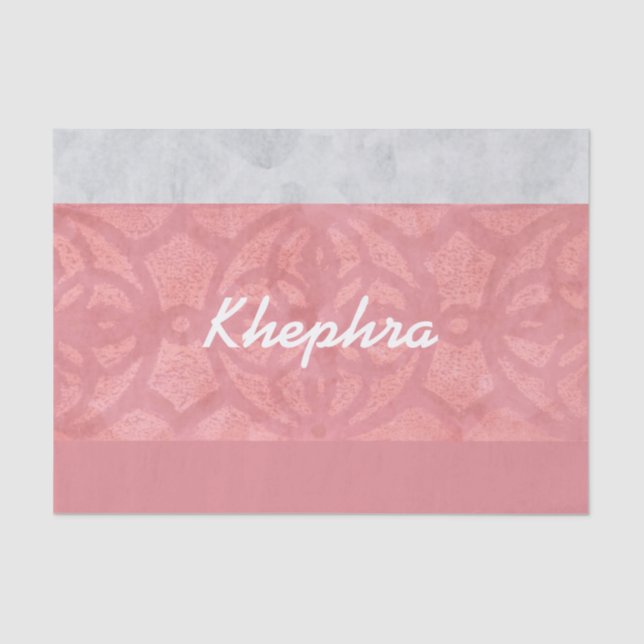 Ruddy Pink Batik Gray Name Seidenpapier (Vorderseite)