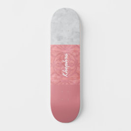 Ruddy Pink Batik Gray Name Skateboard