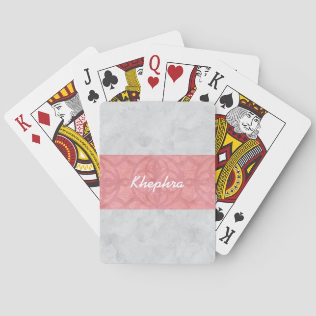 Ruddy Pink Batik Gray Name Spielkarten (Rückseite)