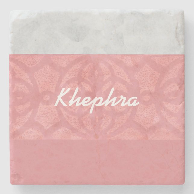 Ruddy Pink Batik Gray Name Steinuntersetzer (Vorderseite)