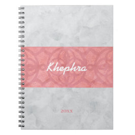 Ruddy Pink Batik Gray Wasserfarbe Name und Jahr Notizblock