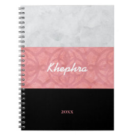 Ruddy Pink Batik Gray Wasserfarbe Name und Jahr Notizblock