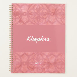 Ruddy Pink Batik Name and Year Notebook Planer