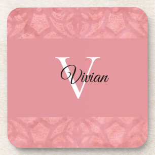 Ruddy Pink Batik Name Mit Monogramm Getränkeuntersetzer