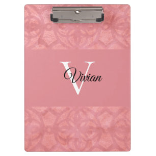 Ruddy Pink Batik Name Mit Monogramm Klemmbrett