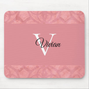 Ruddy Pink Batik Name Mit Monogramm Mousepad