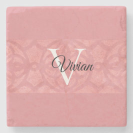 Ruddy Pink Batik Name Mit Monogramm Steinuntersetzer