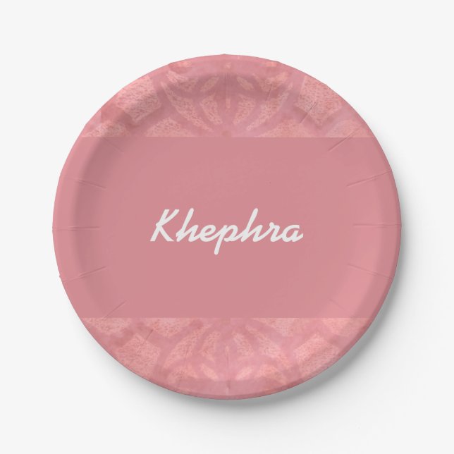 Ruddy Pink Batik Name Pappteller (Vorderseite)