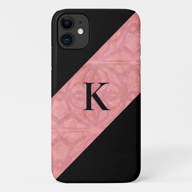 Ruddy Pink Batik und Black Letter Case-Mate iPhone Hülle (Rückseite)