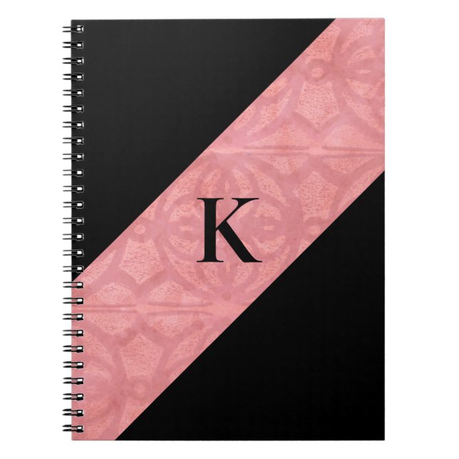 Ruddy Pink Batik und Black Mit Monogramm Notizblock (Vorderseite)