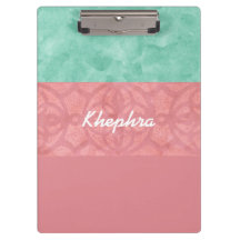 Ruddy Pink Batik und Blue Watercolor Name