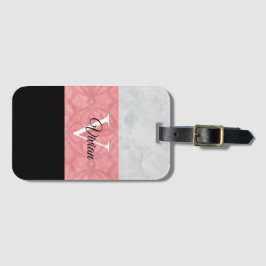 Ruddy Pink Batik und Grau Wasserfarbe Mit Monogram Gepäckanhänger