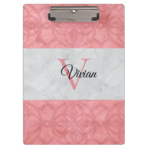 Ruddy Pink Batik und Grau Wasserfarbe Mit Monogram
