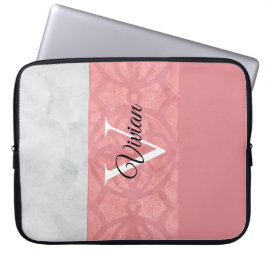 Ruddy Pink Batik und Grau Wasserfarbe Mit Monogram Laptopschutzhülle