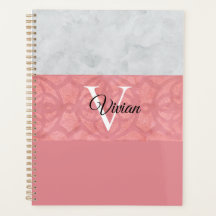 Ruddy Pink Batik und Grau Wasserfarbe Mit Monogram