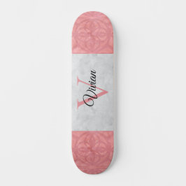 Ruddy Pink Batik und Grau Wasserfarbe Mit Monogram Skateboard