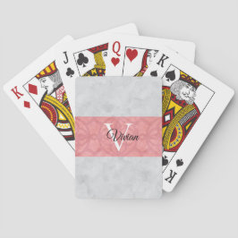 Ruddy Pink Batik und Grau Wasserfarbe Mit Monogram Spielkarten