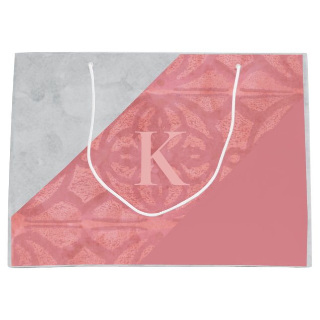 Ruddy Pink Batik und Graufarbenbrief Große Geschenktüte (Vorderseite)