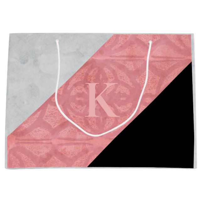 Ruddy Pink Batik und Graufarbenbrief Große Geschenktüte (Vorderseite)