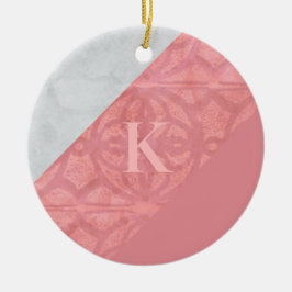 Ruddy Pink Batik und Graufarbenbrief Keramik Ornament