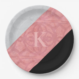 Ruddy Pink Batik und Graufarbenbrief Pappteller