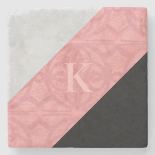 Ruddy Pink Batik und Graufarbenbrief Steinuntersetzer
