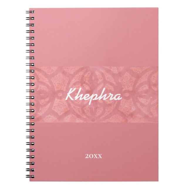 Ruddy Pink Batik Wasserfarbe Name und Jahr Notizblock (Vorderseite)