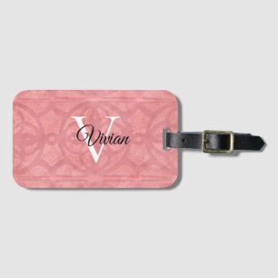 Ruddy Pink Watercolor Monogram Name Gepäckanhänger