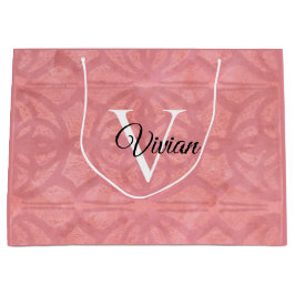 Ruddy Pink Watercolor Monogram Name Große Geschenktüte