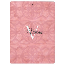Ruddy Pink Watercolor Monogram Name Klemmbrett