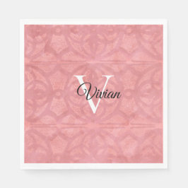 Ruddy Pink Watercolor Monogram Name Serviette