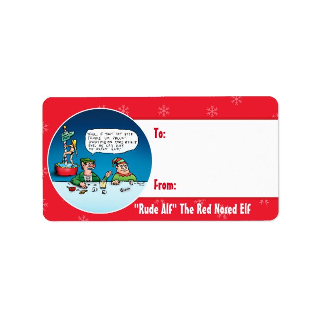 Rude Alf, der Red Nosed Elf Custom Gift Labels Adressaufkleber (Vorne)