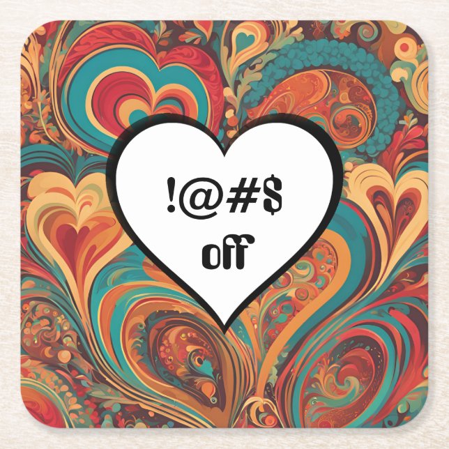 Rude Funny Heart Design ! Rechteckiger Pappuntersetzer (Vorderseite)