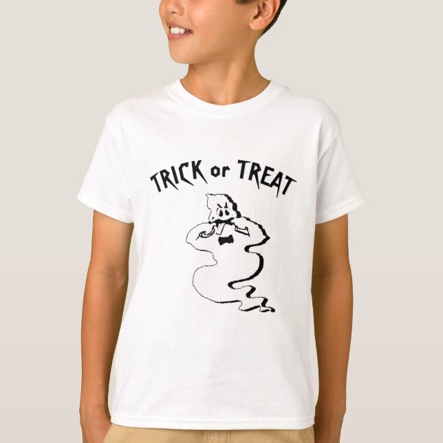 Rude Ghost - Trick oder Treat und Happy Halloween T-Shirt (Vorderseite)