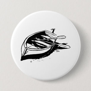 Ruderboot-Illustration Nautisch Schwarz-Weiß Button