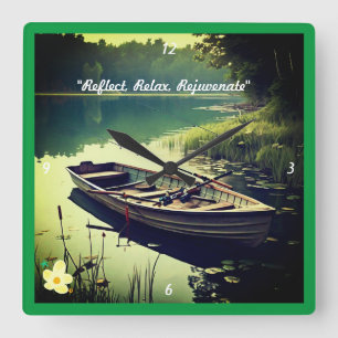 "Ruderboot in Still Waters" Quadratische Wanduhr