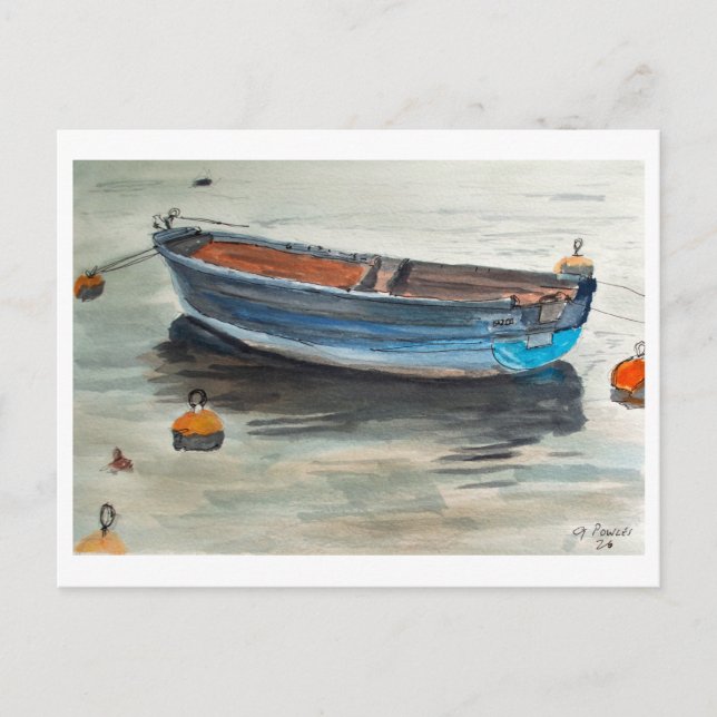 Ruderboot – Küstenkunst Postkarte (Vorderseite)