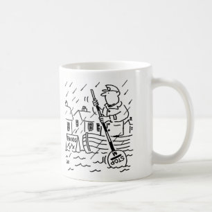 Ruderboot Lollipop Man in Flut mit Lollipop Kaffeetasse